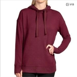 Active Life Modal Hooded Split Hem Tunic Pullover *90 Degree By Reflex